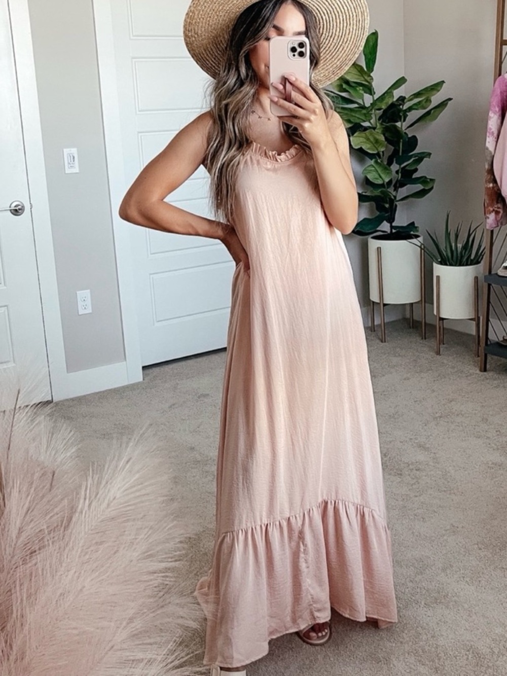 Ruffled High-Low Maxi Dress in Blush Pink - Picture 5 of 5